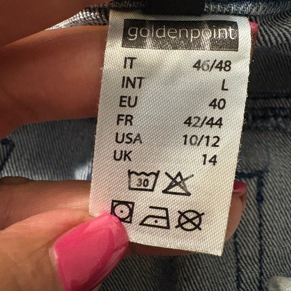 Goldenpoint Blue Ankle Cropped Jeans with Wide Cuff. Very Soft Stretchy Denim. - Picture 5 of 13